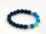 black onyx with blue crackled agate and silver bracelet