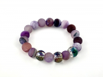 purple-crackled-agate and glass rondelle bracelet