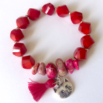 red glass & jasper with cat charm
