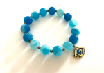 blue agate bracelet with gold color evil eye