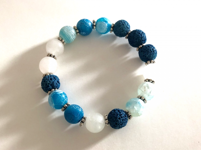 blue crackled agate diffuser bracelet