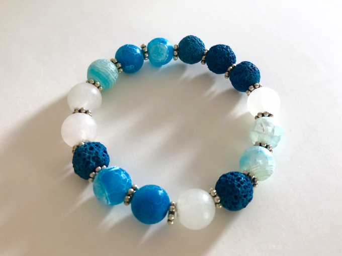 blue crackled agate diffuser bracelet