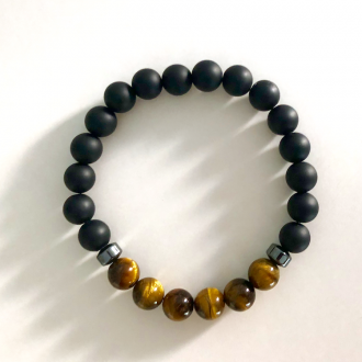black onyx & tiger's eye, hematite bracelet
