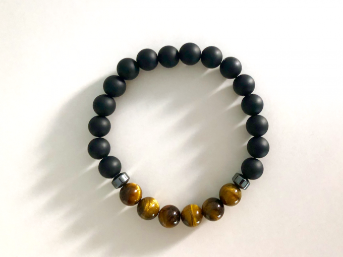 onyx-tig-hem1 black onyx & tiger's eye, hematite bracelet