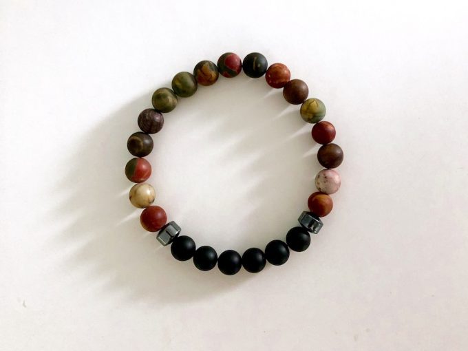 8mm-blackonyx-picjasper-hematite1 picasso jasper, black onyx & hematite bracelet