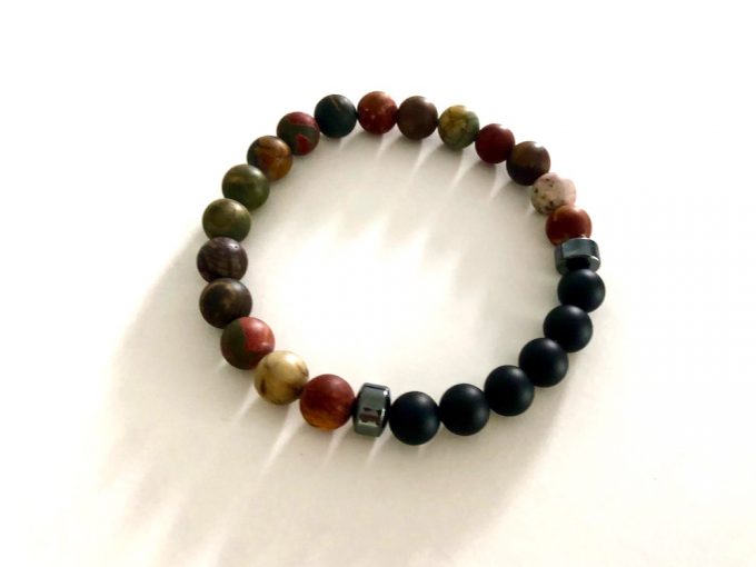 8mm-blackonyx-picjasper-hematite2 picasso jasper, black onyx & hematite bracelet