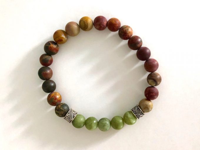matte picasso jasper & jade bracelet matte picasso jasper & jade bracelet