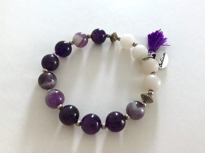 amethyst & rose quartz believe bracelet