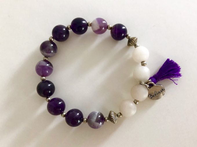 amethyst & rose quartz believe bracelet