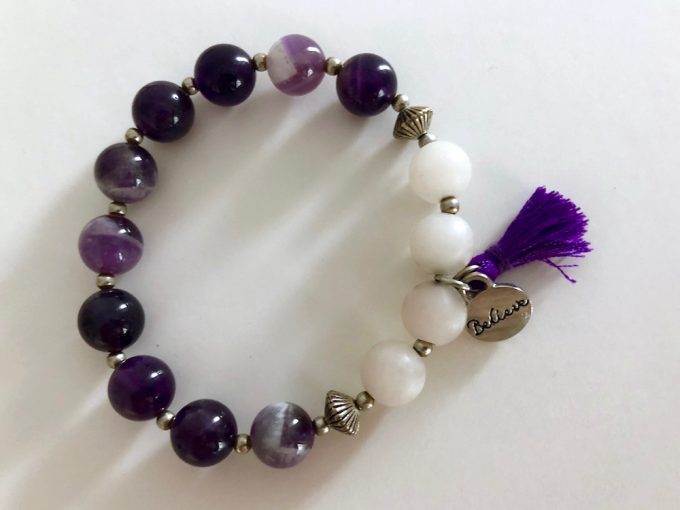 amethyst & rose quartz believe bracelet