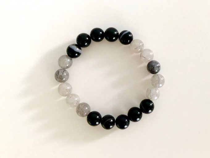 black-agate-quartz1 black agate and rutilated quartz bracelet