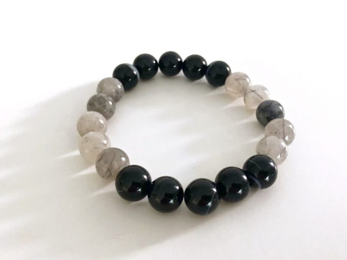 black-agate-quartz2 black agate and rutilated quartz bracelet