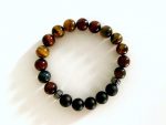 multi-colored tigers eye and onyx bracelet