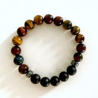 multi-colored tigers eye and onyx bracelet