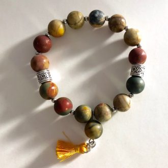 picasso jasper bracelet with gold tassel