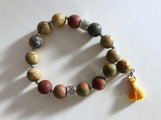 picasso jasper bracelet with gold tassel picasso jasper bracelet with gold tassel