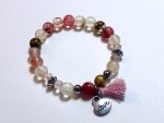 cherry quartz with love charm bracelet