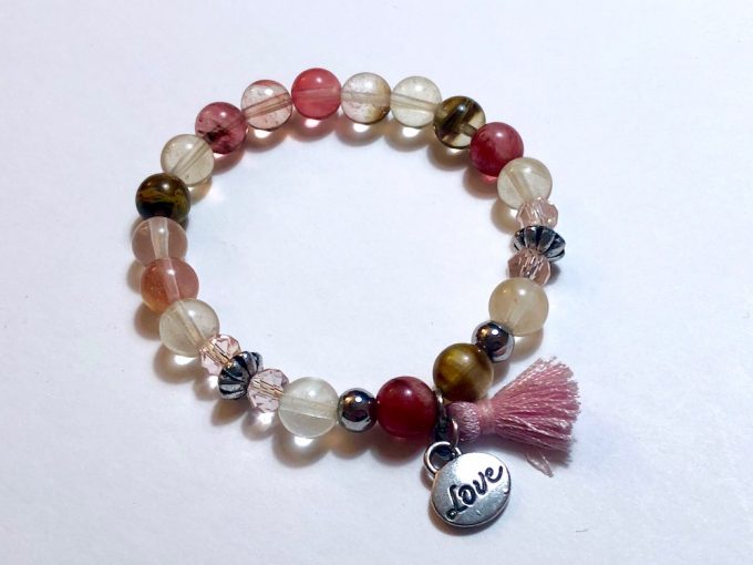 cherry-quartz-love-bracelet cherry quartz with love charm bracelet