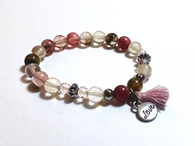 cherry-quartz-love bracelet cherry quartz with love charm bracelet