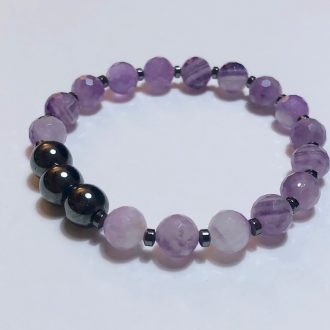 faceted amethyst and hematite bracelet