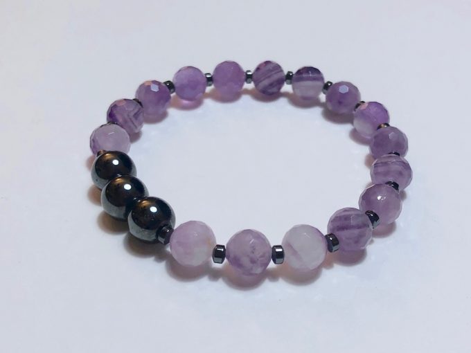 faceted amethyst and hematite bracelet