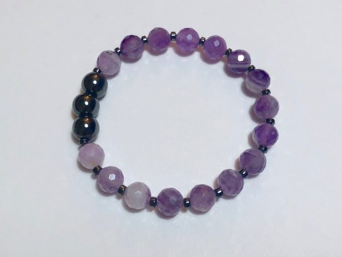 faceted amethyst and hematite bracelet