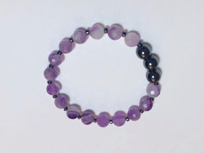 faceted amethyst and hematite bracelet