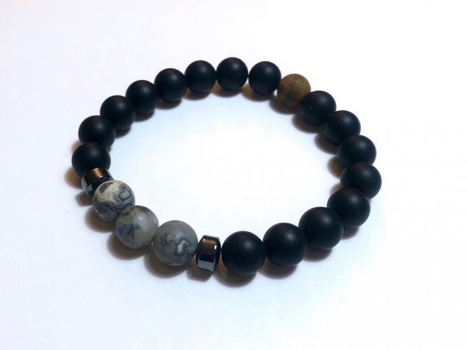 mapjasper-onyx-tiger2 map jasper, hematite and onyx bracelet
