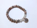 pink gray agate and jade bracelet with paw print