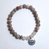 pink gray agate and jade bracelet with paw print