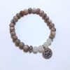 pink gray agate and jade bracelet with paw print