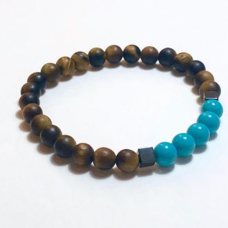 tigers eye, turquoise and hematite bracelet