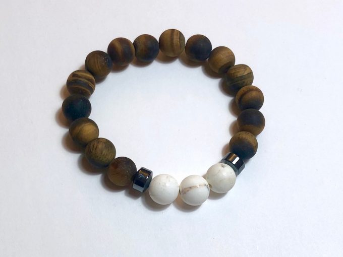 tigers-eye-white-turq tigers eye,white turquoise hematite bracelet
