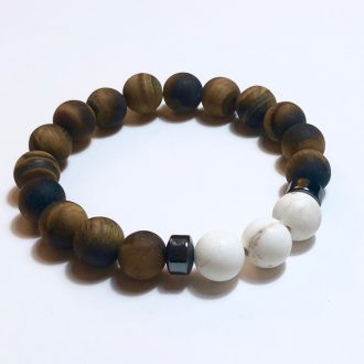 tigers eye,white turquoise hematite bracelet