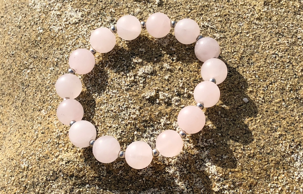 Sterling silver & rose quartz crystal chip bracelet– cornishbluebelle