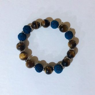 tiger's eye and blue lava bead bracelet