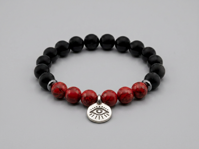 8mm-polished-onyx-red-quartzite-silver-hematite-evil-eye-bracelet