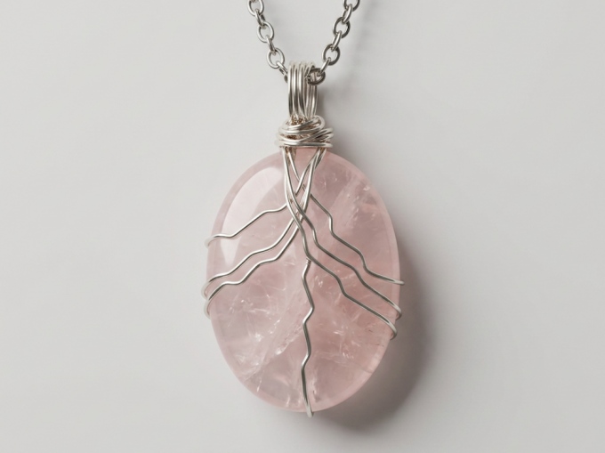 rose-quartz-oval-shape-silver-necklace