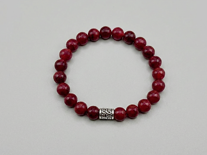 8mm-red-quartzite-silver-tube-bracelet