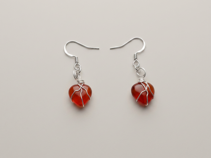 carnelian-heart-shaped-silver-earrings