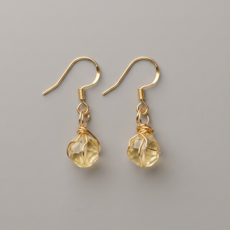 gold wrap faceted citrine earrings