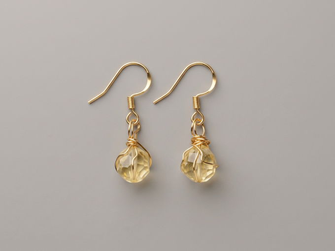 citrine-earrings-with-gold-wirewrap gold wrap faceted citrine earrings