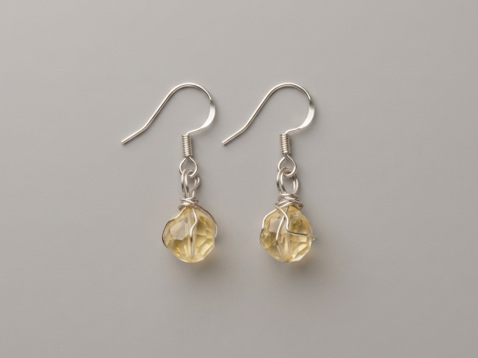 silver wrap citrine earrings
